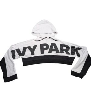 Ivy Park Cropped Hoodie Women's Medium Black White Baggy Streetwear Casual